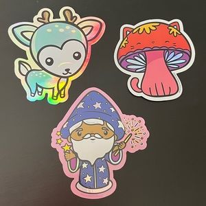 Lot of 3 Vinyl Holographic Stickers NWOT